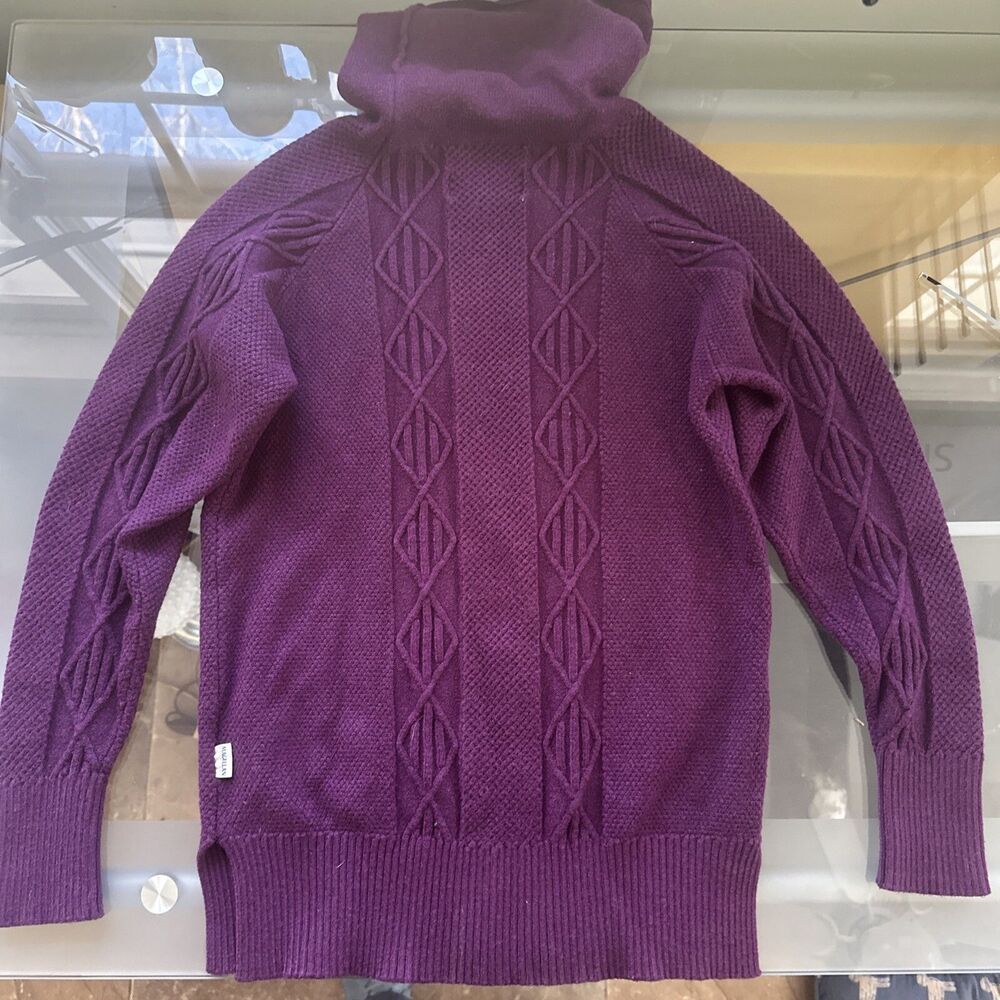 Magellan Sweater Turtleneck Women XS Purple Fisherman Knit Long Sleeve